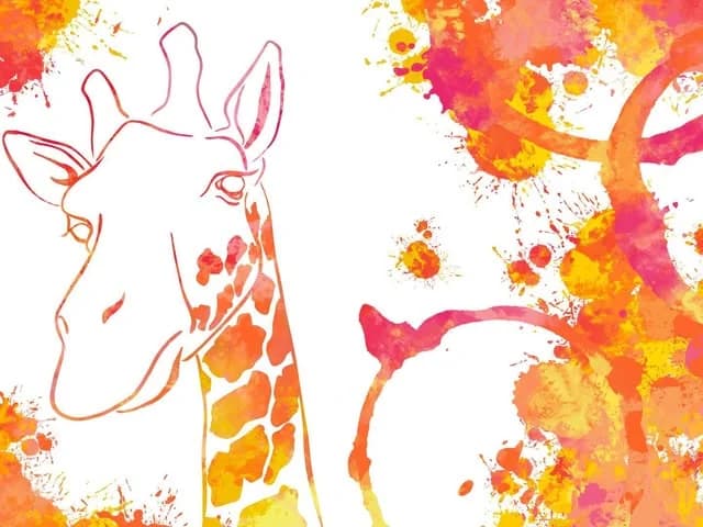 Étiquette : girafe aux couleurs d’aquarelle orange