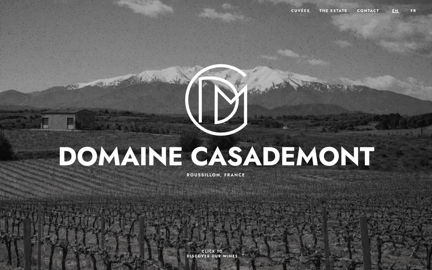 Accueil du site Domaine Casademont, version anglaise